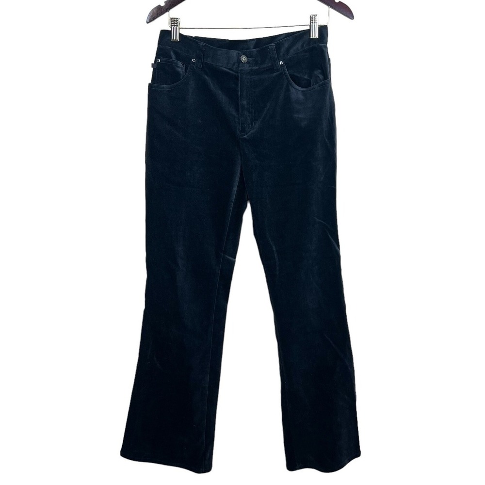 Lauren Jeans Co Womens Ralph Lauren Pants Velveteen Stretch Straight Zip Black 4